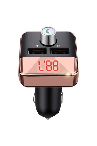 Springsun Araç Fm Transistörü Bluetooth 5.0 - Çift Usb Şarj Cihazı, El-işsiz Arama, Mp3 Çalar, Kayıpsız Ses Kalitesi, Gül Altını