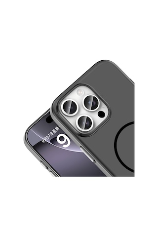Apple iPhone Uyumlu 16 Pro Kılıf M-safe Şarj Özellikli Zore Lora Pc Kapak - Siyah