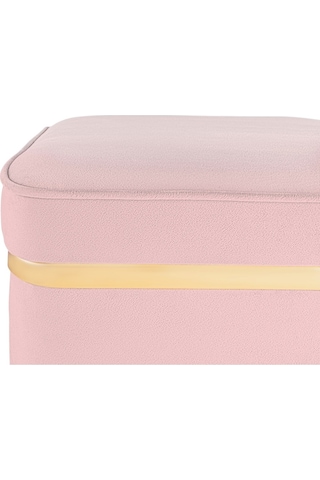 Zengo Gold Twin Line Kare Puf -pembe Kumaş, Dekoratif Makyaj Masası Pufu-modern Style