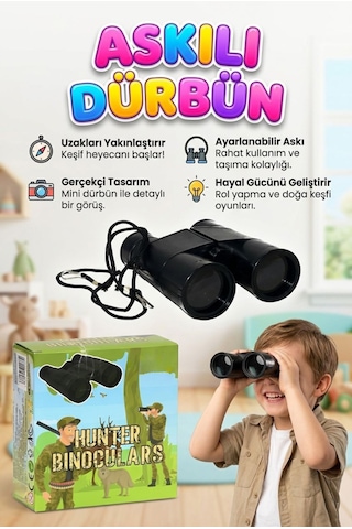 Askılı Kutulu Siyah Oyuncak Çocuk Dürbün