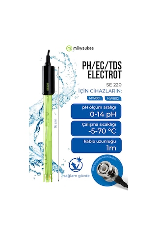Milwaukee Se220 Çift Bağlantılı Ph Prob Bnc Ph Elektrodu