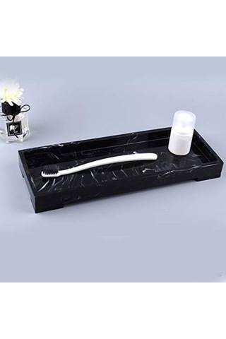 Besthome1 Siyah Reçine Tabak - Banyo & Masaüstü - Anahtar, Parfüm Saklama Siyah Siyah