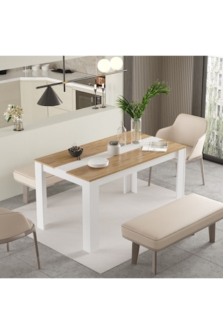 Aven Yemek Masası 140x80 Sepet-beyaz Ave22-sw Sepet Ceviz - Beyaz