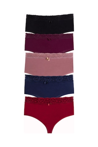 Kadın Külot Yüksek Bel Tanga Büyük Beden 5 Li Paket Bordo 26302 R07 Bordo
