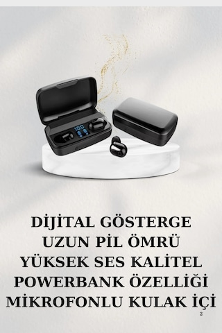 Dijital Göstergeli Bluetooth Kulaklık Kablosuz Tws Stereo Bluetooth 5.0 Çok Renkli 02456496