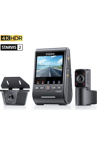 Viofo A329sw 3 Kameralı Ön+iç+arka Dış Su Geçirmez 4k+2k+2k Sony Starvıs 2 Sensör Gps'li Araç Kamerası