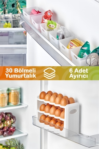 Mithra Life 6 Parça Buzdolabı İçi Düzenleyici Ve 30 Bölmeli Yumurtalık Mıt1105 Şeffaf