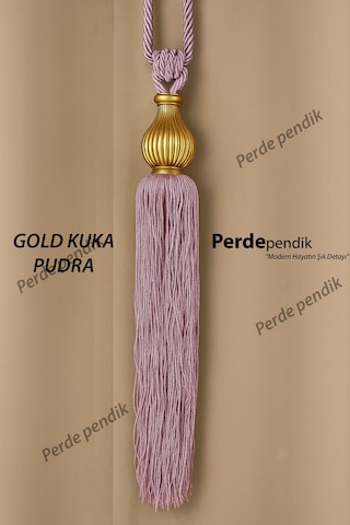 Modern Fon Perde Toplama Aparatı Pudra Kornişe Takmalı Tavan Braçolu, Perde Aksesuarı 1 Adet Gold Kuka - Pudra