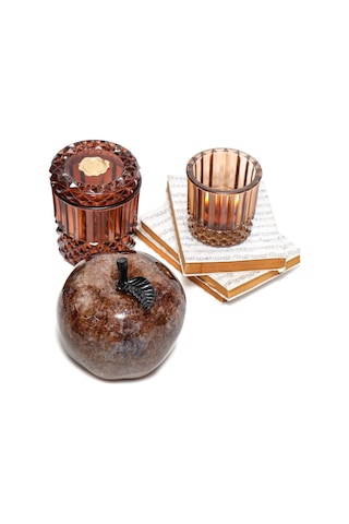 Dekoratif Amber Apple Heykel 16 Cm