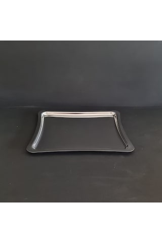 Paslanmaz Çelik Kahve Sunum Tepsisi 21x19 Cm Servis Tepsisi Gümüş