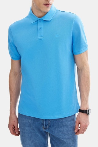 Backandbond Gök Mavi Regular Fit Örme Polo Yakatişört