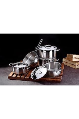 Hascevher Anett 9 Parça Çelik Tencere Seti Çelik