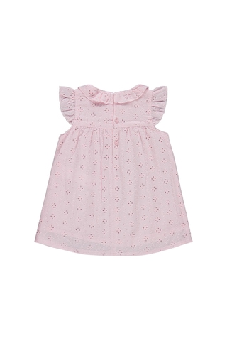 Civil Baby Yaka Ve Kol Fırfırlı Brode 6-18 Ay Elbise - Pembe Açık Pembe