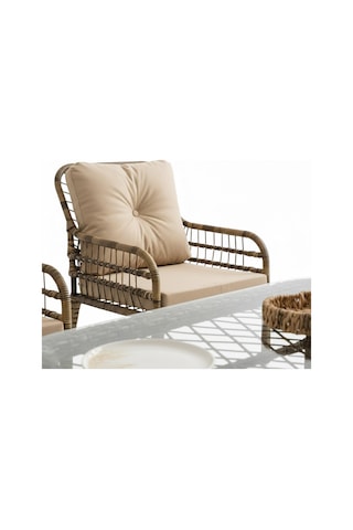 Capri Swing Pisa Üçlü Rattan Bahçe Balkon Oturma Grubu Kahve 753