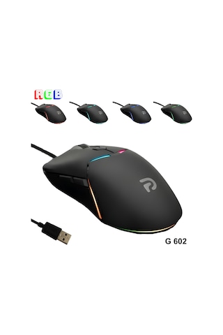 Trio - G602 Rgb Gaming Mouse Usb Kablolu Oyuncu Faresi G602
