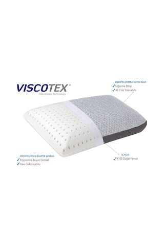 Doğal Lif Kılıflı Hava Kanallı Visco Ortopedik Yastık 60x40x16