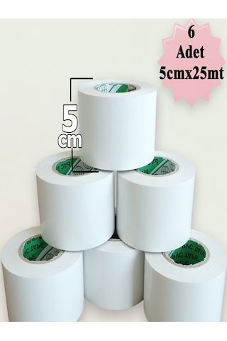 Beyaz Pvc Bant 5cmx25mt 6 Adet Geniş Beyaz İzole Bant