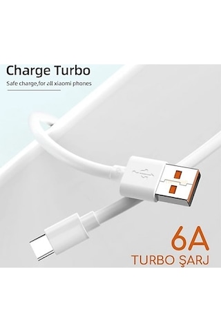 Xiaomi 6A Type-C Turbo Hızlı Şarj Kablosu Beyaz Xiaomi 6A Type-C Turbo Hızlı Şarj Kablosu Beyaz