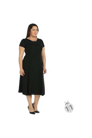 4088S-Nidya Moda Büyük Beden Elbise Sem Krep Çok Renkli