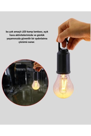 Bfs Taşınabilir Şarjlı Led Kamp Lambası Type-c Girişli Ve Kancalı Tasarım Çok Renkli