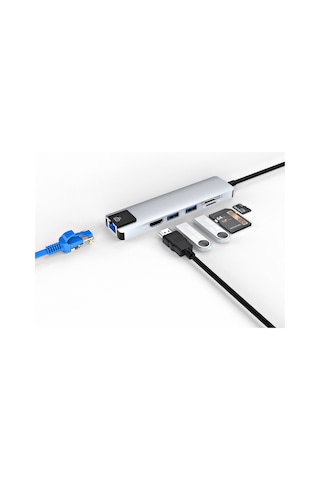 Smartgift 6 Port USB Hub Type-C Ethernet/HDMI USB 3.0 Çoklayıcı Adaptör