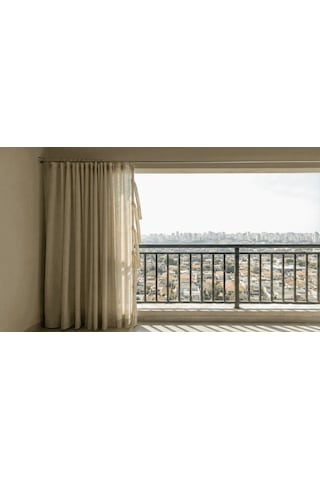 Ceylan Home Balkon Perdesi Bağcıklı Halkalı Ölçü Seçenekli Krem Krem