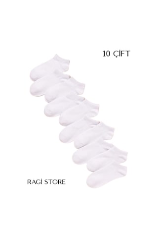 Ragi Store Unisex Patik Çorap 10 Çift Beyaz