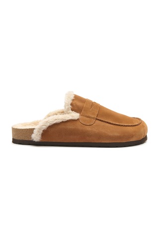 Comfortfusse Snug-pl - Kadın Ortopedik Deri Sabo Terlik Taba Süet Deri