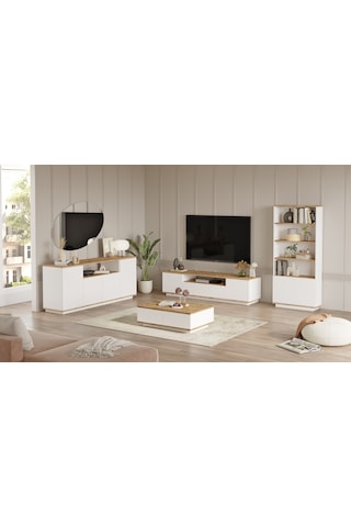 Robin Home Loft Tv Ünitesi Orta Sehpa Konsol Kitaplık 4'Lü Set Ça