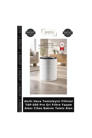 Akıllı Hava Temizleyici Filtresi Tap-500 Pro Gri Filtre Yaşam Alanı Cihaz Bakımı Temiz Alan
