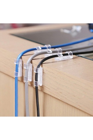 Kablo Sabitleyici Klipsler 20 Adet Kablo Düzenleyici Duvar Fayans Cam Kablo Tutucu Yapışkanlı Klips 5256 Çok Renkli