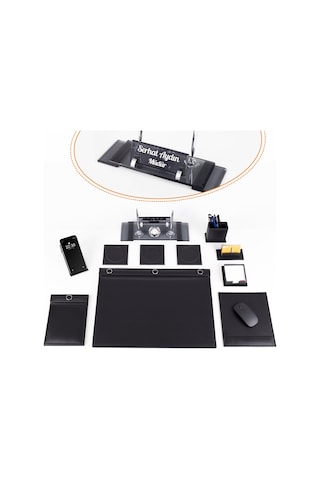 10 Parça Düğmeli Sümen Takımı - Gümüş Elit Kristal İsimlik Lüks Sümen Takımı