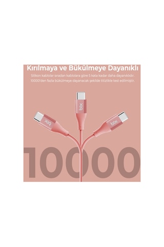 Bix BXSC1CC 60W Type-C To Type-C 1.2 M Silikon Şarj ve Data Kablosu Mercan