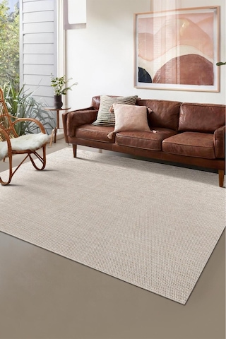 Jüt Kaymaz Taban Yıkanabilir Krem Halı Jüt Kilim Yıkanabilir Örme Krem Sisal Kilim Krem Krem
