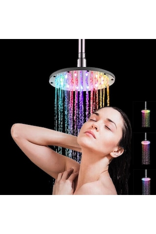 Pazly 6 İnç Led Yağmur Duş Başlığı, Otomatik Renkli Yanıp Sönen Işıklı Yuvarlak Banyo Duşu Diğer