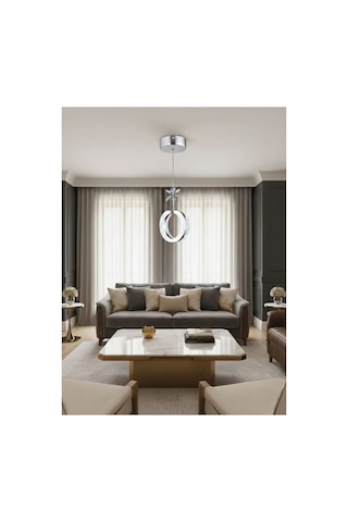 LumiaLighting Aurea Model Gümüş 3 Renk Modu Ledli Kristal Taşlı Modern Salon Mutfak Oturma Çocuk Odası Led Avize