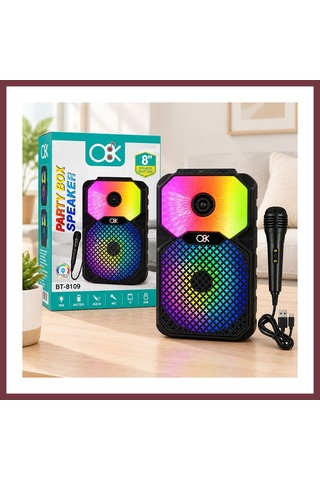 Storeşahin 8 İnç Bluetooth Mikrofonlu Karaoke Hoparlör Şarjlı, Rgb Shn0720