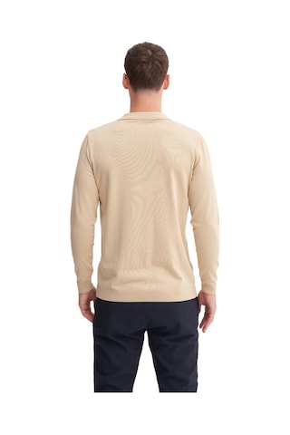 Cazador Slim Fit Viskon Karışımlı Basic Polo Yaka Kazak Bej