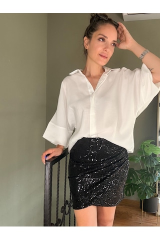 Ali Butik Siyah Pul Payet Anvelop Mini Etek Ali Butik Siyah Pul Payet Anvelop Mini Etek