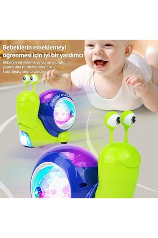 Craftivio Hareketli Işıklı Müzikli Salyangoz Oyuncak - Bebek Emekleme Yardımcısı Eğitici Yürüyen Salyangoz Hayvanlar