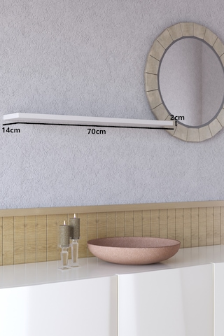 Yankı-BYEG 70 cm Mat Beyaz Mdf Gizli Bağlantı Uçan Duvar Rafı Kitaplık
