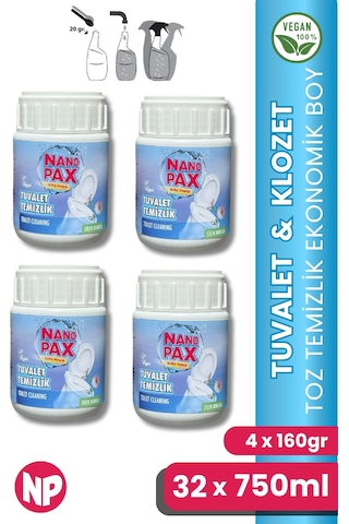 Tuvalet & Klozet Temizlik Tozu Ekonomik Bebek Boy 4 X 160gr