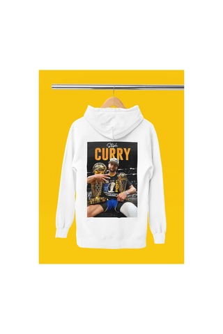Stil X Stephen Curry Baskılı Kapüşonlu Sweatshırt Beyaz-5