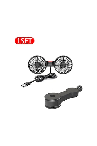 Seametal 3 Vitesli Araba Koltuğu Arka Soğutma Fanı Usb Şarj Çift Kafa Fan 360 Derece Rotasyon Boyun Soğutucu Yaz Araba Aksesuarları