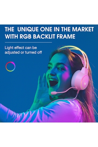 Wezone Oyuncu Kulaklığı Pembe X15 Pro - 50mm Sürücü, Tüm Yönlü Mikrofon, 3.5mm Ve Usb Bağlantılı 2.1m Kablolu Oyun Kulaklığı