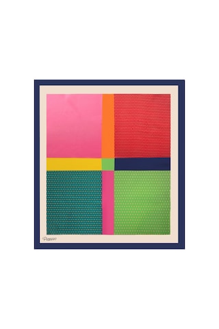 Inno 60x60 Cm Premium Saten Desenli Dikişli Fular Turkuaz