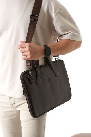 Westpolo Vegan Deri Unisex Laptop, Evrak Çantası - 6078 Kahverengi