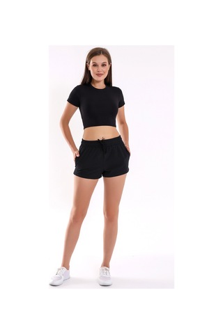 Winmoda34 Kadın Spor Şortu Çift Cepli Siyah