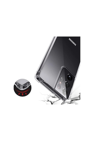 Sm Galaxy Uyumlu S21 Ultra - S30 Ultra Shockproof Darbe Emici Silikon Kılıf- 5775 Şeffaf