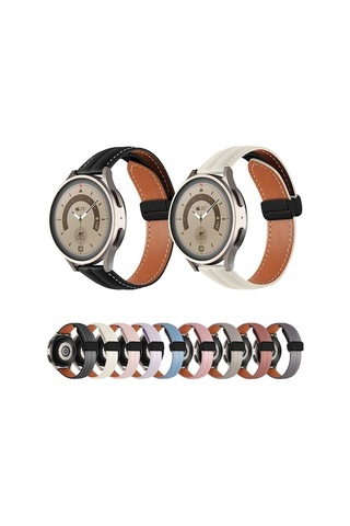 Tongxida 22mm Yivli Hakiki Deri Saat Kordonu, Siyah Tokalı